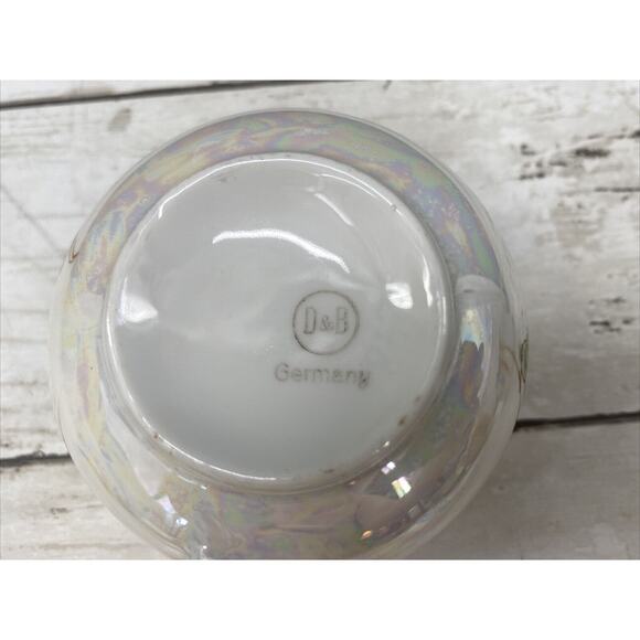 Vintage B And D Hand Painted Flowers Design Iridescent Silver Trimmed Teacup - Picture 4 of 12